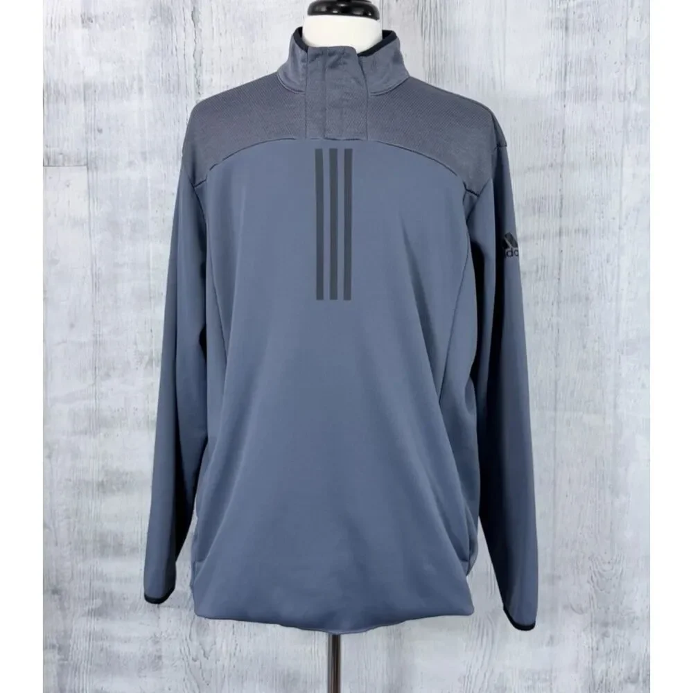 Adidas Response Men's 2XL Jacket Clima Warm Performance 1/4 Zip Pullover Blue